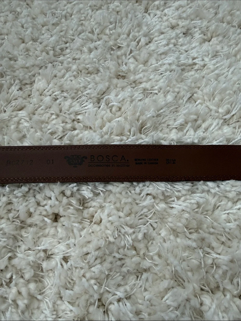 Bosca Chestnut Brown Leather Belt with Silver Buckle